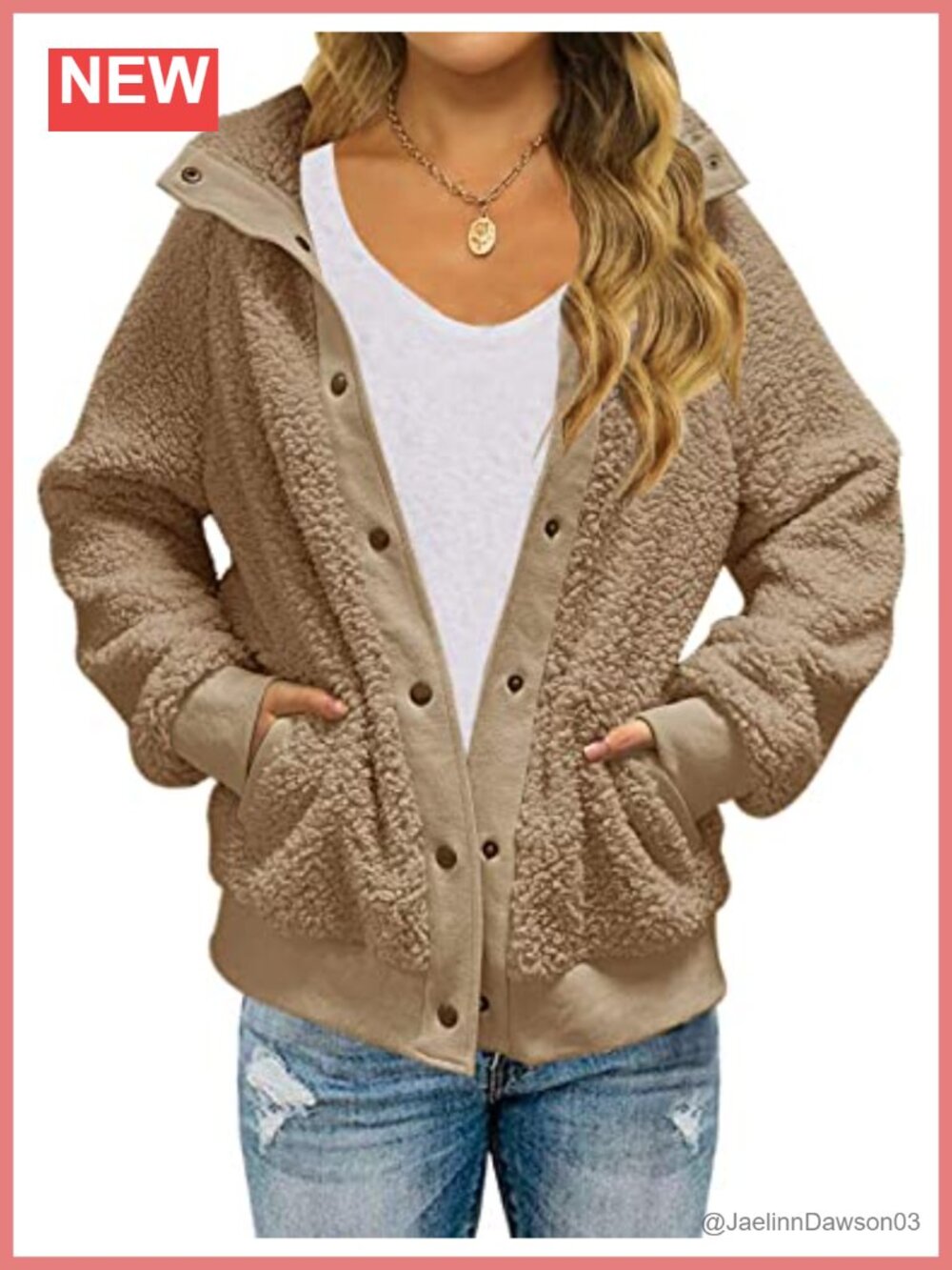 Women's Sherpa Fleece Snap Button Fuzzy Coat
